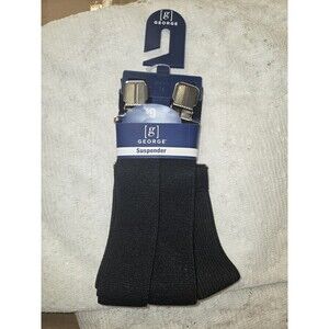 Men’s Black Suspenders 1.5” By George Brand New NIP